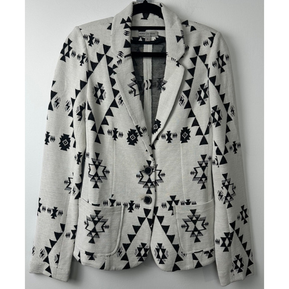 People Like Frank Anthropologie Cardigan Womens 4 Black Gray Print Pockets A25 - Picture 1 of 7